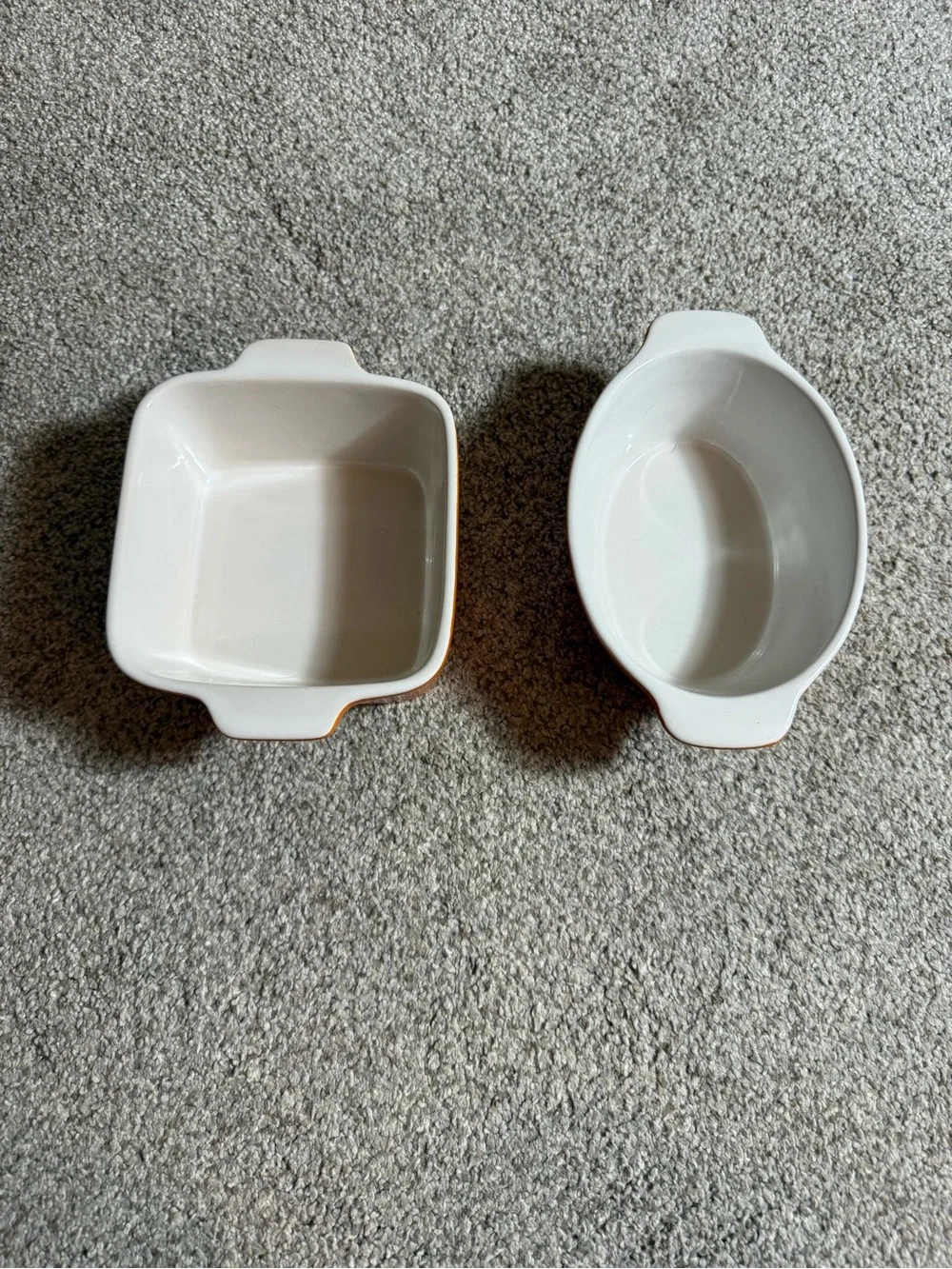Pair of Orange Ceramic Baking Dishes